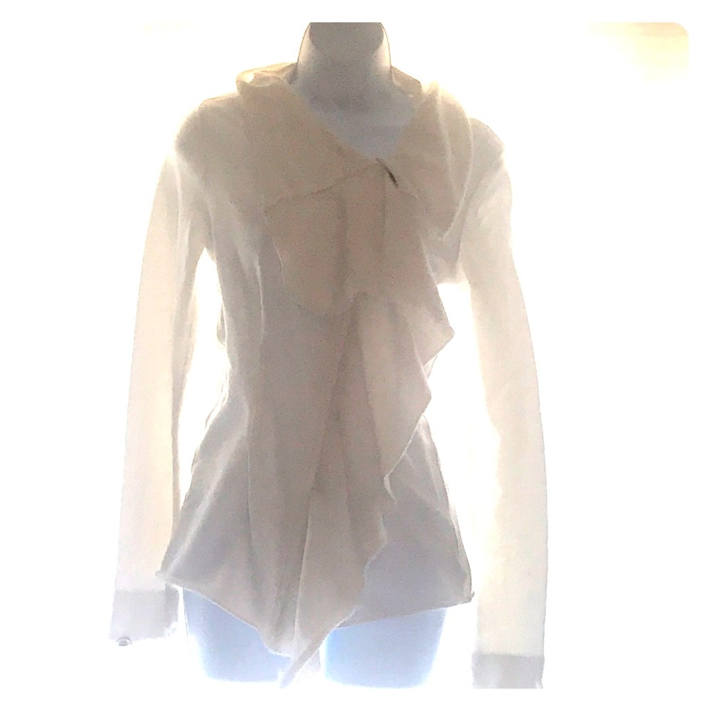 WE THE FREE By Free People/ WHITE Distressed Zipup